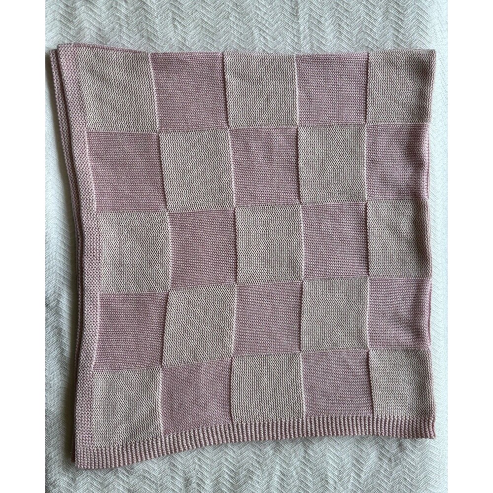 Alashan Pink Check Knit Baby Girl Blanket 95% Cotton 5% Cashmere Luxury Soft